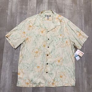NWT Caribbean Joe Silk Blend Hawaiian Beach Floral Button Down Shirt‎